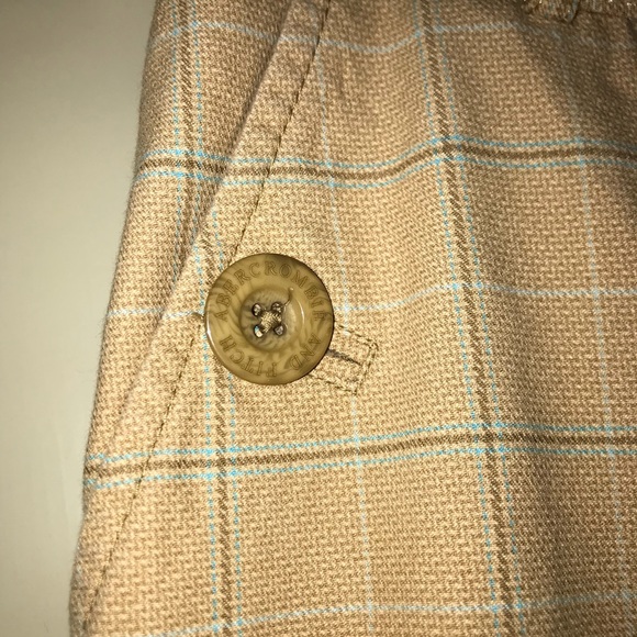 Tan and blue pinstriped capri wide leg pants. - Picture 2 of 5